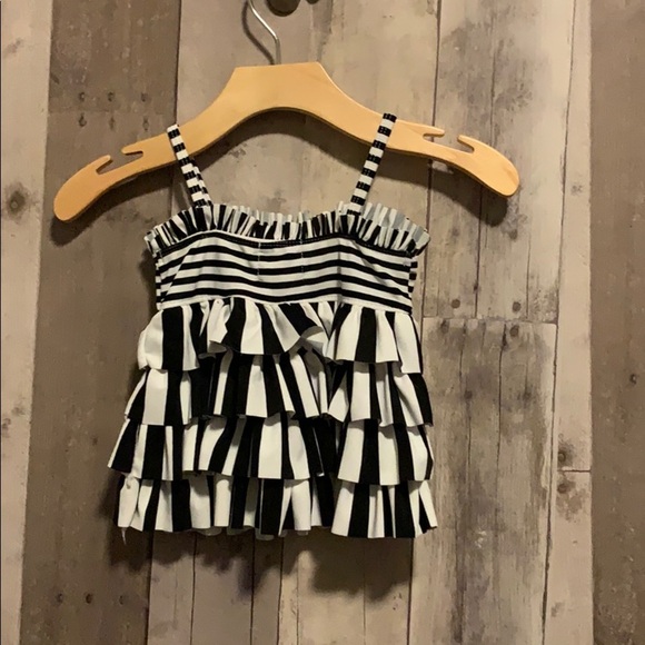 Mudpie black white striped Swimsuit Size 9-12 mos. - Picture 2 of 3